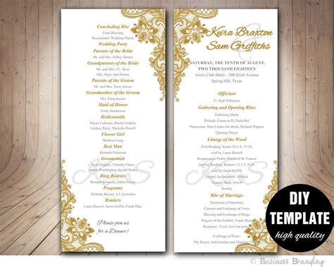 Gold Wedding Program Template