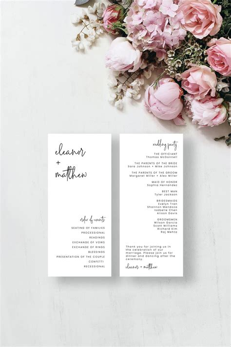 Modern Minimalism Wedding Program Template