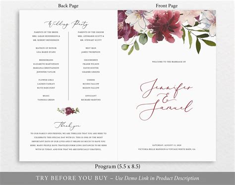 Wedding Program Template in Word Editable