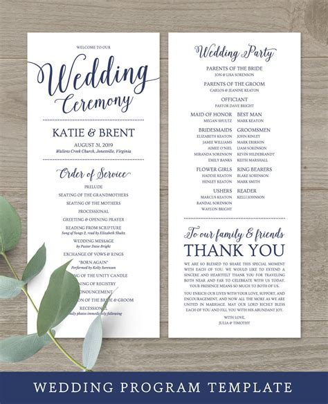 Wedding Program Templates