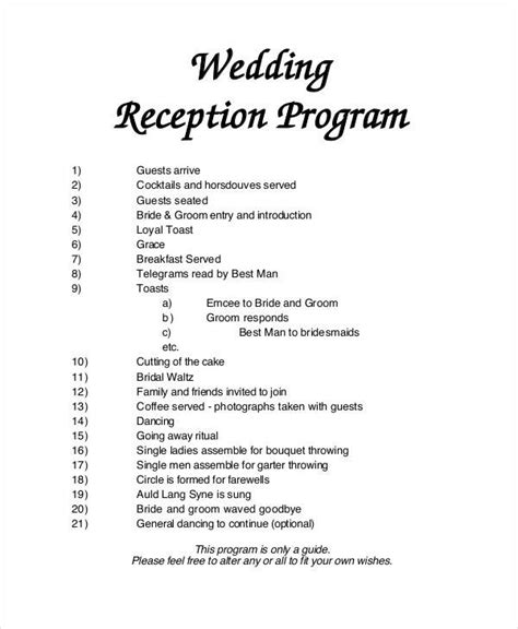 Wedding Reception Program Template Example 7