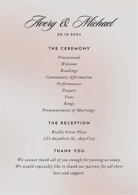 Wedding Reception Program Template Example 9