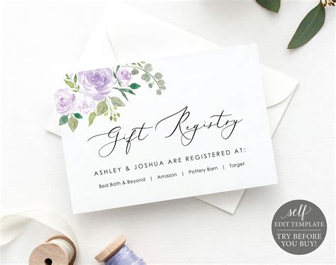 Wedding Registry Card Template Example