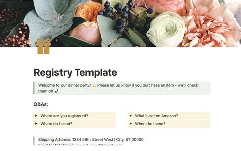 Wedding Registry Template