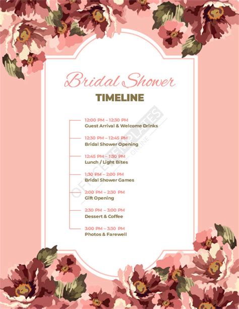 Wedding Shower Timeline Template