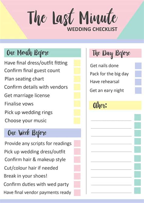 Wedding task list template