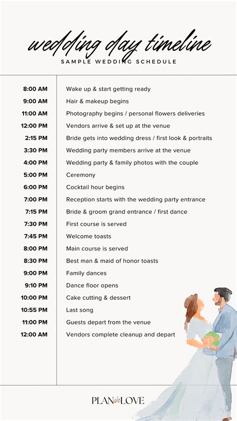 Wedding Timeline and Schedule