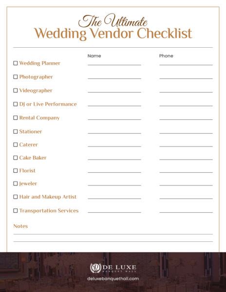 wedding vendor list