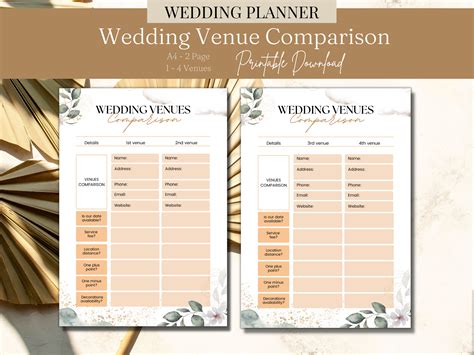 Wedding Venue Comparison Template 4