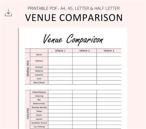 Wedding Venue Comparison Template