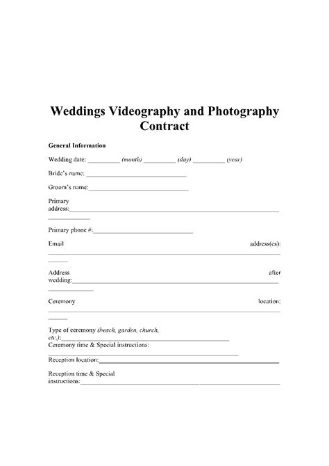 Wedding Video Production Contract