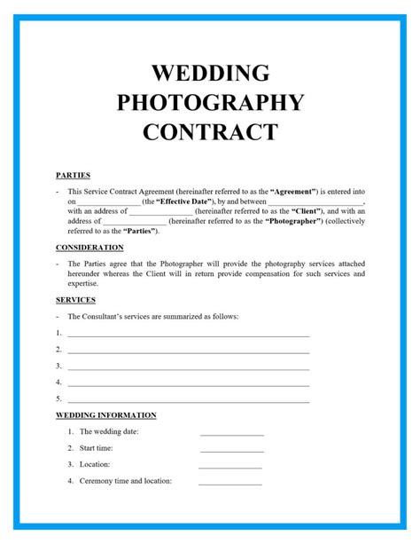 Wedding Videography Contract Ideas