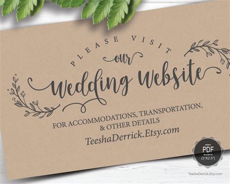 Example of a wedding website card template