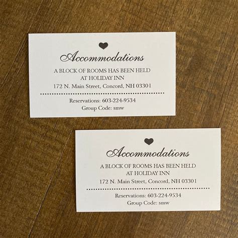 Example of a wedding invitation hotel insert template