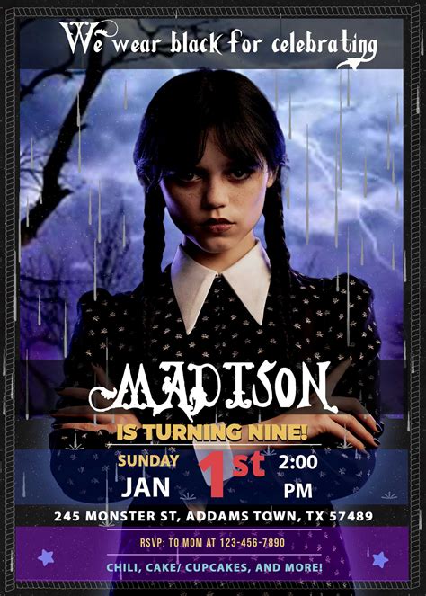 Wednesday Addams Birthday Invite Ideas