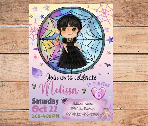 Wednesday Addams Birthday Invites for Adults