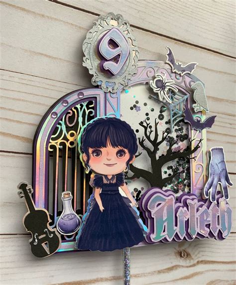 Wednesday Addams Cartoon Cake Topper