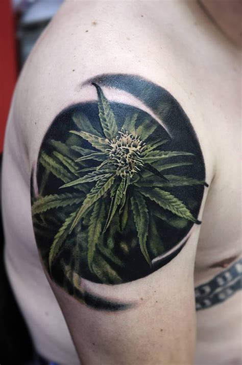 Description of Weed Plant Tattoo on Chest