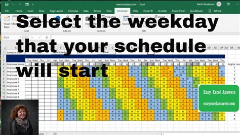 Using the Weekday function to create a monthly schedule