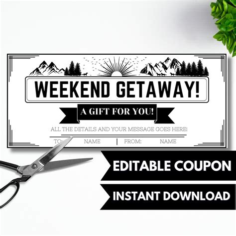 DIY Weekend Getaway Voucher Template