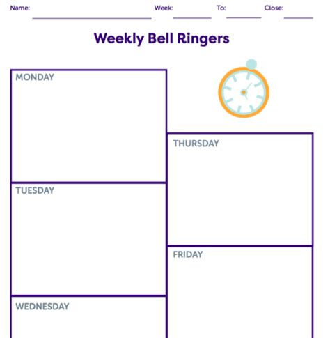 Weekly Bell Ringer Template