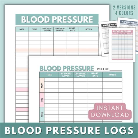 Weekly Blood Pressure Log Printable