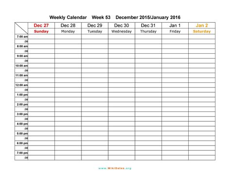 Weekly Calendar Template 1