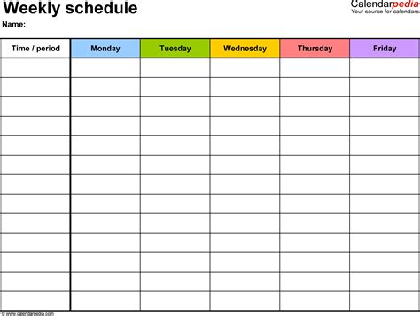 Weekly Calendar Template 3