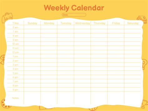 Weekly Calendar Template with Time Slots