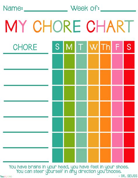 A weekly chore sticker chart for kids