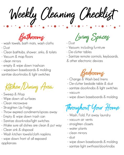 Weekly Cleaning Checklist