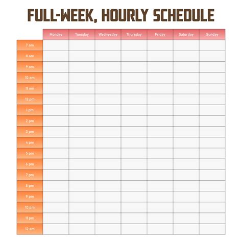 Weekly Hourly Calendars for Scheduling