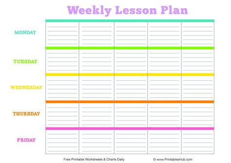 Weekly Lesson Plan Template Example 1