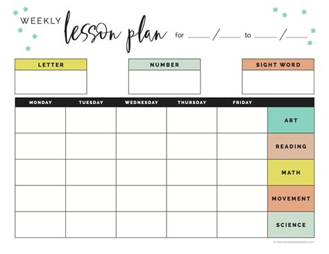 Weekly Lesson Plan Template