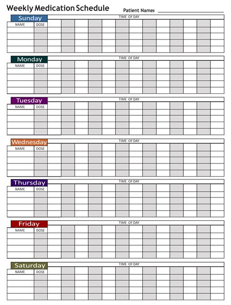 Weekly Medication Chart