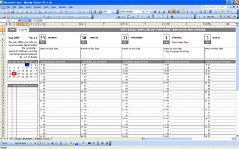 Weekly Planner Excel Template