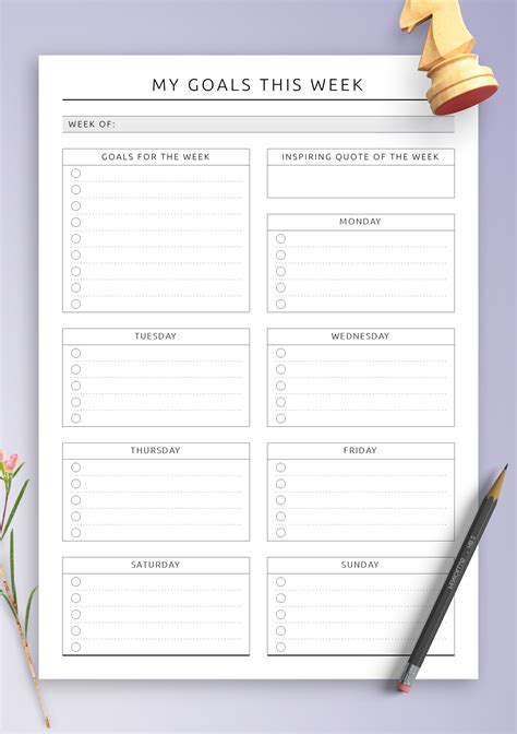 Weekly Planner with Goals and Objectives