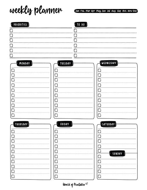 Weekly Planner Template Example