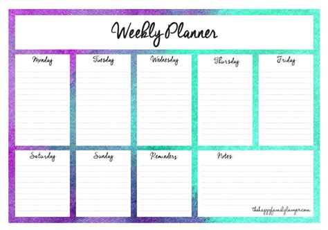 Weekly Planner Template for Personal Use