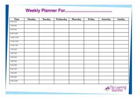 Weekly Planner Template Microsoft Excel