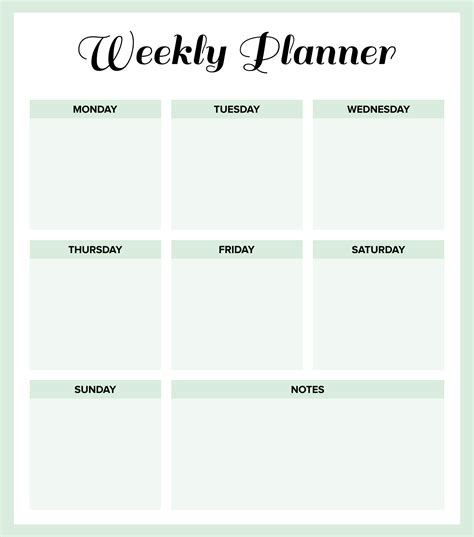 Weekly Planning Template in Samsung Notes