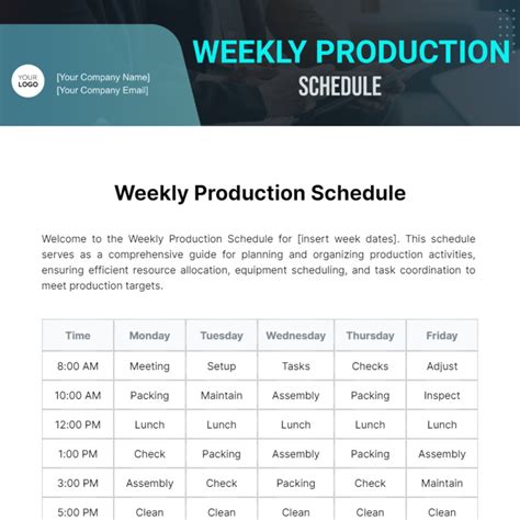 Weekly Production Schedule Template