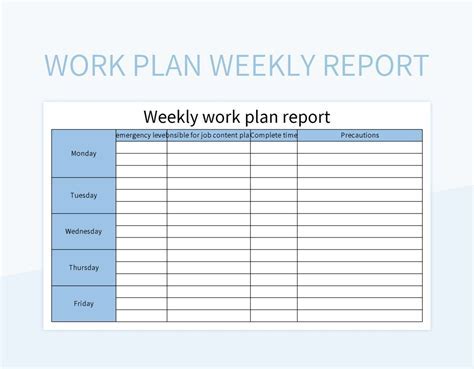 Weekly Report Excel Template