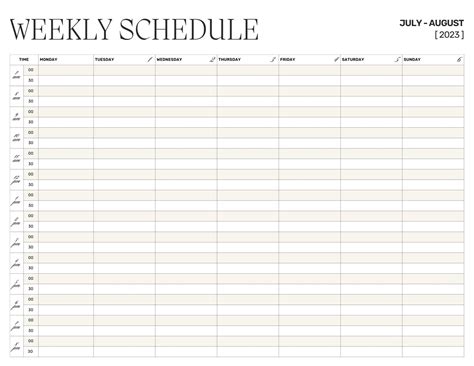 Weekly schedule