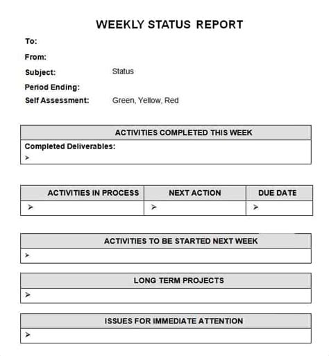 Weekly Status Report Template 7