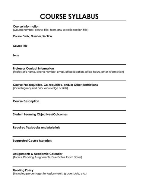 Weekly Syllabus Template