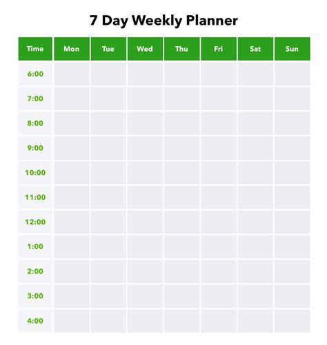 Weekly Time Blocking Template