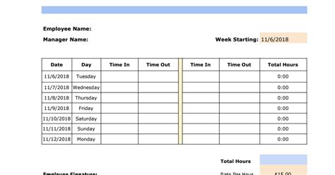 Weekly Timesheet Template Google Sheets