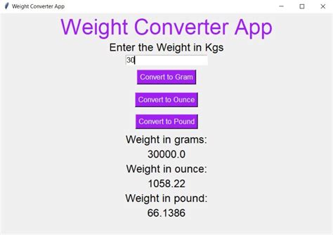 Description of weight conversion tools