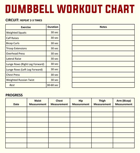 Weight Lifting Chart Example 1